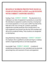 ROADWAY WORKER PROTECTION MANUAL  EXAM STUDYGUIDE LATEST 2025 QUESTIONS  WITH CORRECT ANSW