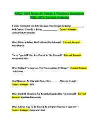 ANSC 4394 Exam #2- Feeds & Feedings Questions With 100% Correct Answers