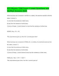 ECU Physics 1260 Exam 2 Latest Questions and Verified Answers 2025