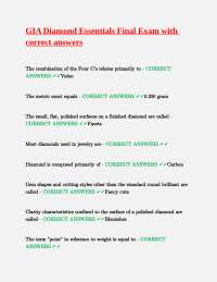 GIA Diamond Essentials Final Exam with Correct Answers