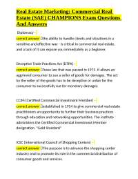 Commercial Real Estate: Exam Questions and Answers for SAE CHAMPIONS