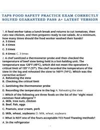 TAPS FOOD SAFETY PRACTICE EXAM CORRECTLY SOLVED GUARANTEED PASS A+ LATEST VERSION
