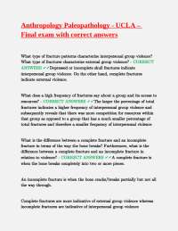 Anthropology Paleopathology: Final Exam with Correct Answers
