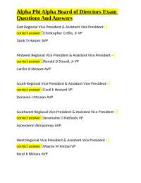 Alpha Phi Alpha Board of Directors Exam Questions and Answers