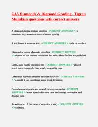 GIA Diamonds & Diamond Grading - Tigran Mujukian questions with correct answers
