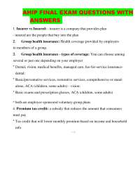 AHIP Final Exam Questions and Answers: A Comprehensive Guide to Health Insurance Concepts
