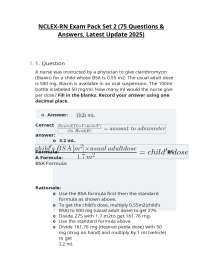 NCLEX-RN Exam Pack Set 2 (75 Questions & Answers, Latest Update 2025)