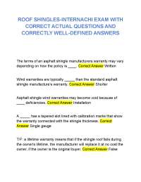 Roof Shingles - INTERNACHI Exam: Questions and Answers