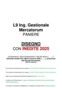 Paniere DISEGNO TECNICO ing Gestionale L9 AA24/25 inedite 2025 aggiornamento domande 2025