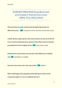 Ecology Practice Exam Questions with Verified Solutions