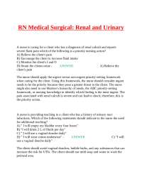 RN Medical Surgical: Renal and Urinary - Practice Questions and Answers