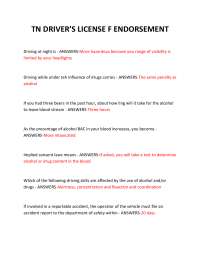 TN DRIVER’S LICENSE F ENDORSEMENT QUESTIONS AND ANSWERS 2025