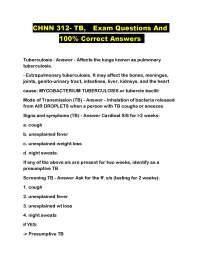 Tuberculosis: Exam Questions and Answers