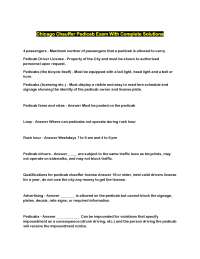 Chicago Chauffer Pedicab Exam With Complete Solutions