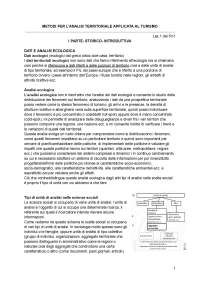 Metodi per l’Analisi Territoriale applicata al Turismo