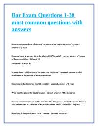 Bar Exam Questions 1-30 most common questions with answers