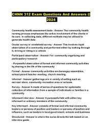 Community Health Assessment Tools and Methods: Exam Questions and Answers