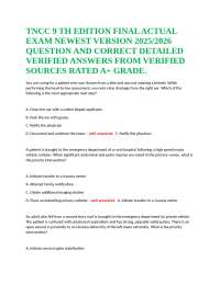 TNCC 9 TH EDITION FINAL ACTUAL EXAM NEWEST VERSION 2025/2026 QUESTION AND CORRECT DETAILED
