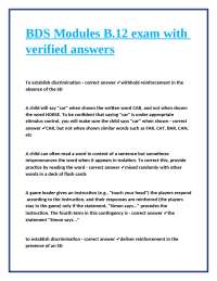BDS Modules B.12 Exam: Discrimination and Concept Formation