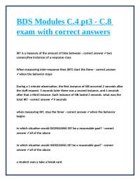 BDS Modules C.4 pt3 - C.8 exam with correct answers