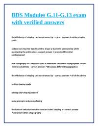 BDS Modules G.11-G.13 Exam: Shaping and Behavior Chains