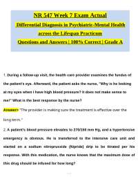 NR 547 Week 7 Exam  Differential Diagnosis in Psychiatric-Mental Health GUIDE Q&As 2025/26