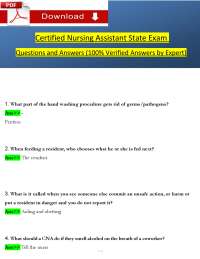Certified Nursing Assistant State Exam Questions and Answers