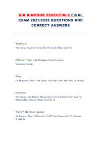 GIA DIAMOND ESSENTIALS FINAL  EXAM 2025/2026 QUESTIONS AND  CORRECT ANSWERS