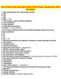 Corrective Exercise Specialist Final Exam Questions and Answers