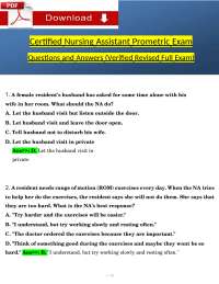 CNA Prometric Test Questions and Answers 100% Correct