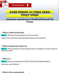 AORN Periop 101 Final Exam Study Guide..., Exams of Nursing