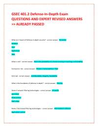 GSEC 401.2 Defense-In-Depth Exam QUESTIONS AND EXPERT REVISED ANSWERS >> ALREADY PASSED