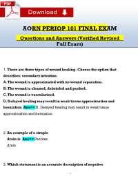 AORN PERIOP 101 FINAL EXAM  Questions and Answers (Verified Revised  Full Exam)