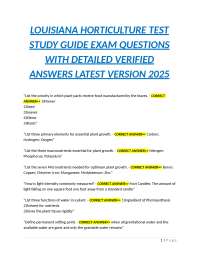 LOUISIANA HORTICULTURE TEST STUDY GUIDE EXAM QUESTIONS WITH DETAILED VERIFIED ANSWERS