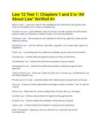 Law 12 Test 1- Chapters 1 and 2 in 'All About Law'