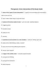 Therapeutic Crisis Intervention (TCI) Study Guide