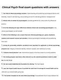 Clinical Psych final exam questions with answers