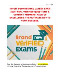 INTUIT BOOKKEEPING LATEST EXAM  2025: REAL VERIFIED QUESTIONS &  CORRECT ANSWERS