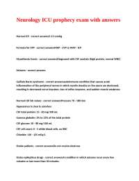 Neurology ICU Prophecy Exam Questions and Answers