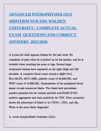 ADVANCED PATHOPHYSIOLOGY MIDTERM NUR 6501 WALDEN UNIVERSITY COMPLETE ACTUAL EXAM QUESTIONS
