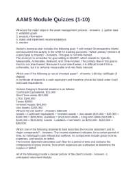 AAMS Module Quizzes: Asset Management, Goals, and Policies