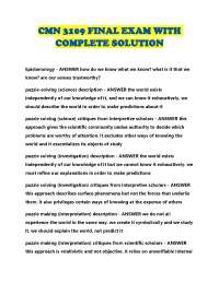CMN 3109 Final Exam: Epistemology, Rhetoric, and Objectivity in Communication