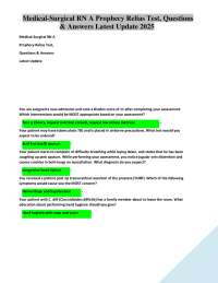 Medical-Surgical Nursing: Prophecy Relias Test Questions and Answers