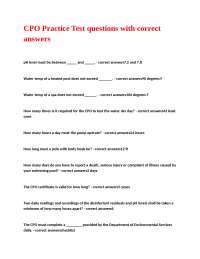 CPO Practice Test Questions and Answers: Pool Safety and Maintenance