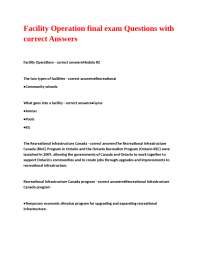 Facility Operations: Planning, Assessment, and Development