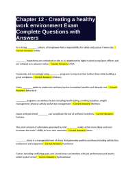 Chapter 12 - Creating a healthy work environment Exam Complete Questions with Answers