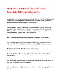 Pool and Hot tub CPO practice Exam Questions With correct answers