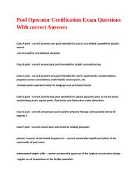 Pool Operator Certification Exam Questions With correct Answers.