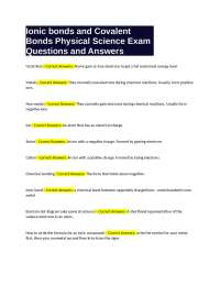 Ionic and Covalent Bonds: A Physical Science Exam with Questions and Answers