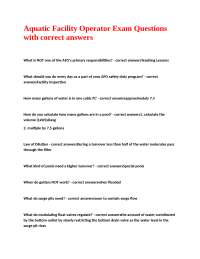 Aquatic Facility Operator Exam Questions and Answers